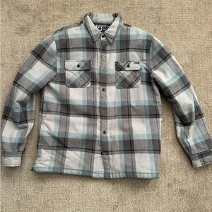 Salty Crew Gray and Blue Plaid Shirt jacket flannel